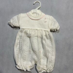 Vintage White Knit Baby Romper